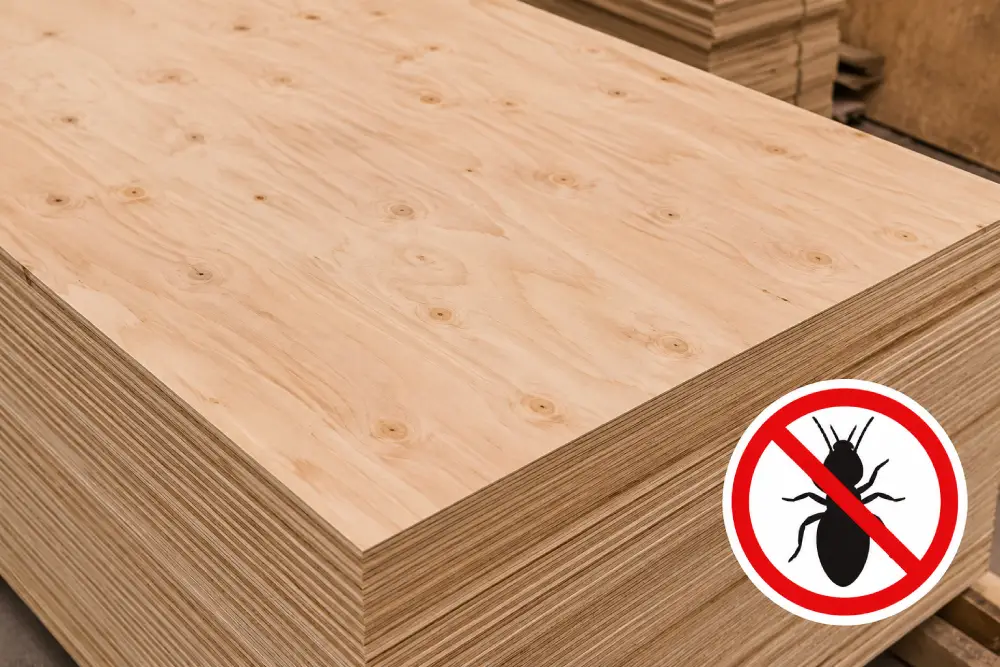 Chemically treated termite proof plywood cross section view